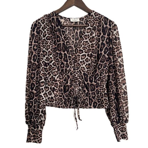Ember Sexy Cheetah Print Long Sleeve Women's Blouse (Size M) - Picture 1 of 6